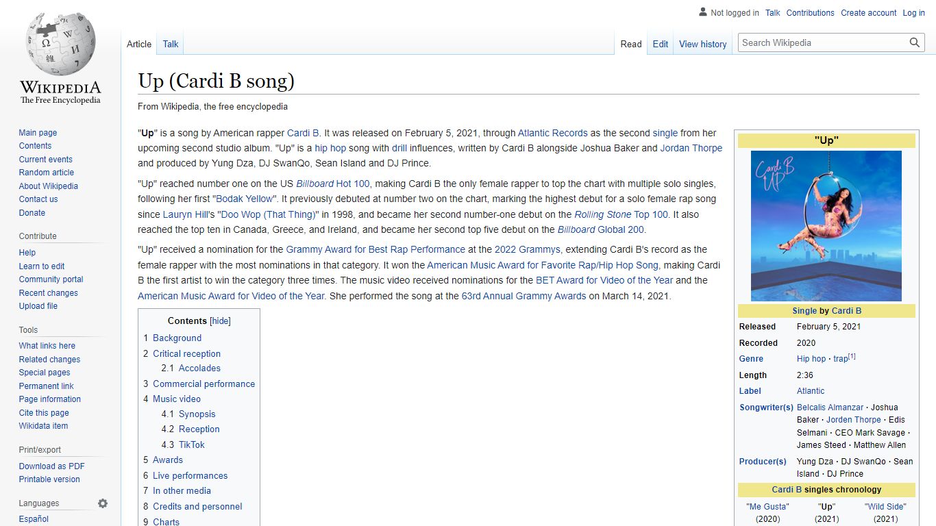 Up (Cardi B song) - Wikipedia